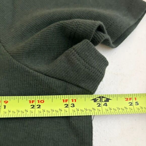 Terra & Sky Blouse Women's 2X V-Neck Popover Henley Short Sleeve Green Rib NWT - Picture 9 of 9